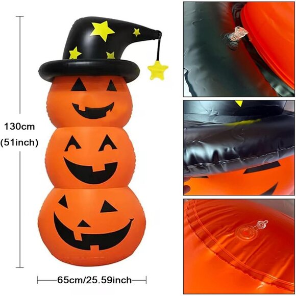 Hierbla 4.25FT Inflatable Halloween Yard Decorations Outdoor Blow Up Pumpkin - Picture 3 of 7